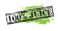 100 percent juice black and green stamp on white background