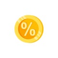 Percent, letter, coin color icon. Element of color finance signs. Premium quality graphic design icon. Signs and symbols