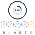 25 percent loaded flat color icons in round outlines