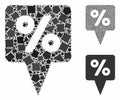 Percent map pointer Composition Icon of Bumpy Parts Royalty Free Stock Photo