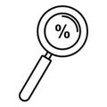 Percent money magnifier icon, outline style Royalty Free Stock Photo