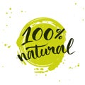 100 percent natural green lettering sticker with