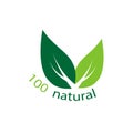 100 percent natural label. Vector illustration.