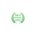 100 percent natural, Organic, farm food, raw, vegan, eco friendly label. Vector icon logo template Royalty Free Stock Photo