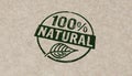 100 percent natural stamp and stamping Royalty Free Stock Photo