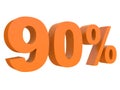 Percent off Discount %. 3d orange text isolated on a white background 3d rendering Royalty Free Stock Photo