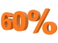 Percent off Discount %. 3d orange text isolated on a white background 3d rendering Royalty Free Stock Photo