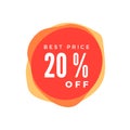 20 Percent Off Discount Sticker. Sale red tag Isolated on white background. Discount Offer Price Label. Vector Royalty Free Stock Photo