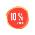 10 Percent Off Discount Sticker. Sale red tag Isolated on white background Royalty Free Stock Photo