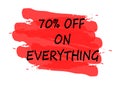 70 percent off on everything banner