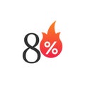 70 percent off with the flame, burning sticker, label or icon. Hot Sale flame and percent sign label, sticker. special offer, big Royalty Free Stock Photo