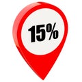 15 percent off on glossy red pin Royalty Free Stock Photo