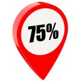 75 percent off on glossy red pin Royalty Free Stock Photo