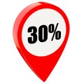 30 percent off on glossy red pin Royalty Free Stock Photo