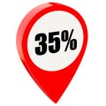 35 percent off on glossy red pin Royalty Free Stock Photo