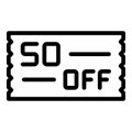 50 percent off icon outline vector. Digital price