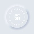 50 percent off label. Vector, icon. Sale tag badge template, 50 off sale label symbol. Discount offer price label. Sale tags Royalty Free Stock Photo