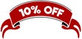 10 PERCENT OFF on red band.