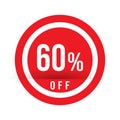 60 percent off - red sale stamp - special offer sign. Vector illustration Royalty Free Stock Photo