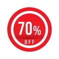 70 percent off - red sale stamp - special offer sign. Vector illustration Royalty Free Stock Photo