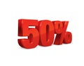 50 percent off, sale background, red object 3D.
