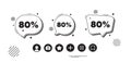 80 percent off sale. Discount offer price sign. Speech bubble offer icons. Vector