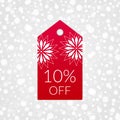 10 percent off shopping tag vector icon. Discount symbol for merchandise, store, shop. Illustration sign for winter sale Royalty Free Stock Photo