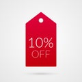 10 percent off shopping tag vector icon. Isolated discount symbol. Illustration sign for sale, advertisement, marketing project Royalty Free Stock Photo