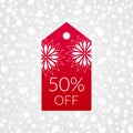 50 percent off shopping tag vector icon. Isolated discount symbol for store, shop. Sign for winter sale Royalty Free Stock Photo