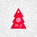 50 percent off shopping tag vector icon with snowflake. Isolated Christmas tree discount symbol. Winter sale illustration Royalty Free Stock Photo