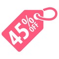 45 percent Off tag. Vector illustration. Royalty Free Stock Photo