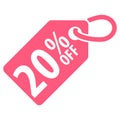 20 percent Off tag. Vector illustration. Royalty Free Stock Photo