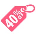 40 percent Off tag. Vector illustration. Royalty Free Stock Photo