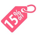 15 percent Off tag. Vector illustration. Royalty Free Stock Photo