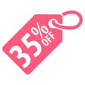 35 percent Off tag. Vector illustration. Royalty Free Stock Photo