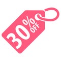 30 percent Off tag. Vector illustration. Royalty Free Stock Photo