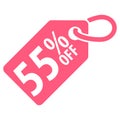 55 percent Off tag. Vector illustration. Royalty Free Stock Photo