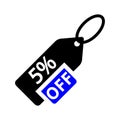 5 Percent offer. Discount Five Percent Symbol