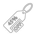 45 Percent offer. Discount forty five Percent Symbol