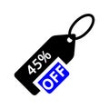 45 Percent offer. Discount forty five Percent Symbol