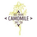 100 percent organic camomile label for all natural herbal food or herbal infusion packaging design