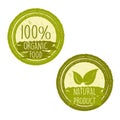100 percent organic food and natural product with leaf signs