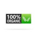 100 percent organic label. green eco badge. Sticker. Vector illustration. Royalty Free Stock Photo
