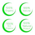 100 percent organic labels set Royalty Free Stock Photo