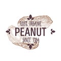 100 percent organic peanut shelled and cracked open label for all natural food packaging design