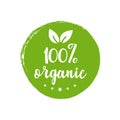 100 percent organic stamp, label. Vector Royalty Free Stock Photo