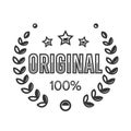 100 percent original, label with a laurel wreath. Vector illustration eps 10 Royalty Free Stock Photo