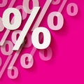 Percent paper symbols white in the corner on a pink background.