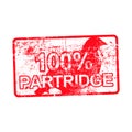 100 percent PARTRIDGE - red rubber dirty grungy stamp in rectangular vector illustration isolated