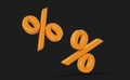 Percent percentage sign percentile symbol interest rate sale finance discount icon black red gold yellow green blue 3d rendering Royalty Free Stock Photo